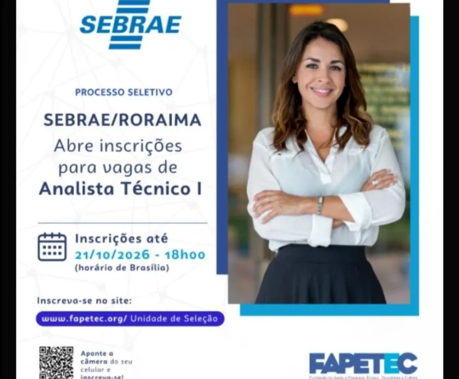 Sebrae/RR oferece quatro vagas com salário de R$ 6,4 mil